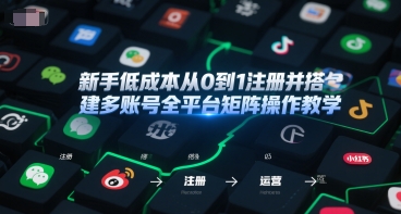 新手低成本从0到1注册并搭建多账号全平台矩阵操作教学，手机号-邮箱-IP-工具-网创副业教程