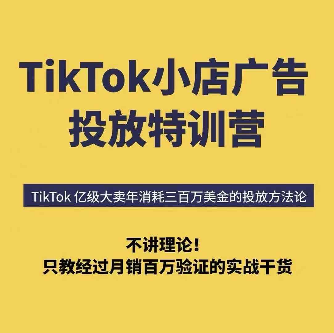 TikTok小店广告投放特训营，6天破局计划专治各种“投不动”，教你经过月销百万验证的实战干货-网创副业教程