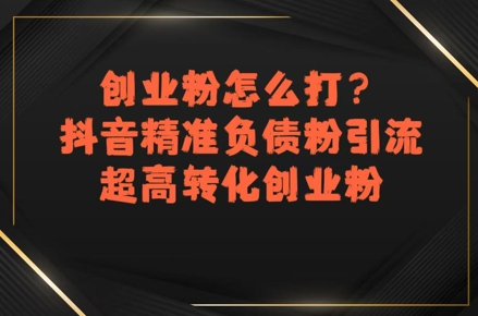 创业粉怎么打？抖音精准负债粉引流，超高转化创业粉-网创副业教程