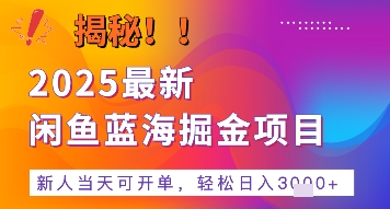 2025最新闲鱼蓝海掘金项目，新人当天可开单，轻松日入多张+的保姆级教程-网创副业教程