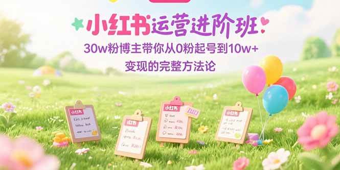 （15318期）小红书运营进阶班：30w粉博主带你从0粉起号到10w+变现的完整方法论-网创副业教程