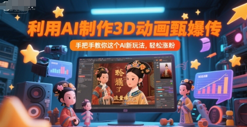 利用AI制作3D动画甄嬛传，流量爆了，手把手教你这个AI新玩法，轻松涨粉-网创副业教程