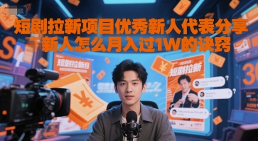 短剧拉新项目优秀新人代表分享新人怎么月入过1W的诀窍-网创副业教程