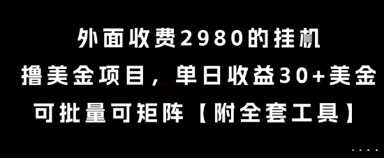 外面收费2980的挂G撸美金项目，单日收益30+美金，可批量可矩阵【揭秘】-网创副业教程