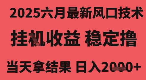 2025六月最新风口技术，无人挂G撸礼物，长期稳定 一个小时收益2k+，小白当天拿结果【揭秘】-网创副业教程
