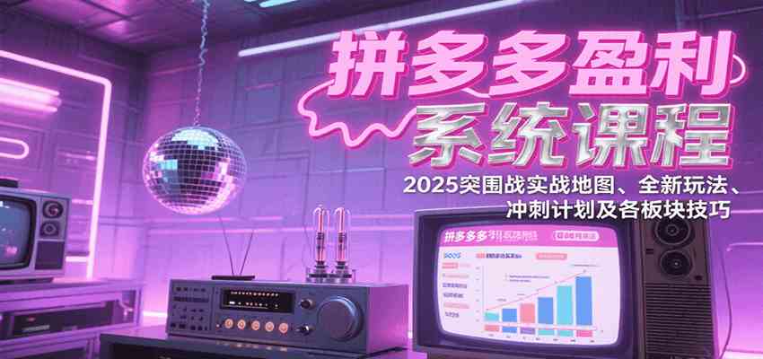 拼多多盈利系统课程：2025突围战实战地图、全新玩法、冲刺计划及各板块技巧-网创副业教程