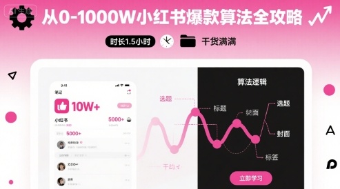 从0-1000W小红书爆款算法全攻略，时长1.5小时，干货满满-网创副业教程