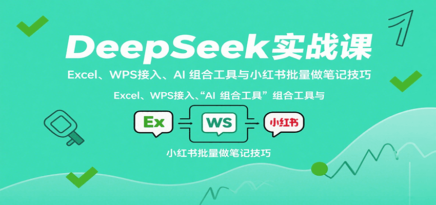 DeepSeek实战课：Excel、WPS接入、AI 组合工具与小红书批量做笔记技巧-网创副业教程
