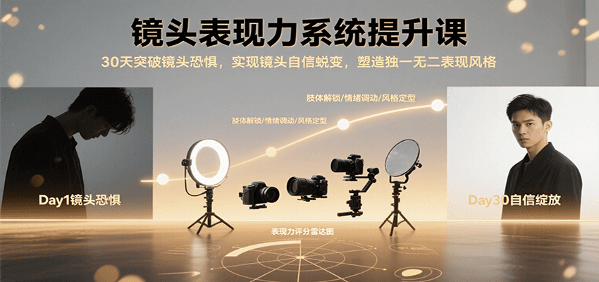 镜头表现力系统提升课，30天突破镜头恐惧实现自信蜕变，塑造独一无二表现风格-网创副业教程