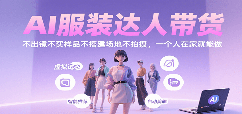 AI服装达人带货，不出镜不买样品不搭建场地不拍摄，一个人在家就能做-网创副业教程