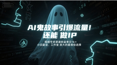 AI鬼故事引爆流量，还能做IP，视频号多渠道收益单日1k+，小白副业、工作室放大的最佳选择-网创副业教程