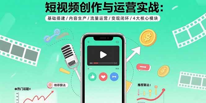 （15819期）短视频创作与运营实战：基础搭建/内容生产/流量运营/变现闭环/4大核心模块-网创副业教程