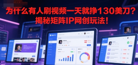 为什么有人刷视频一天就挣130美刀？揭秘矩阵IP网创玩法!-网创副业教程
