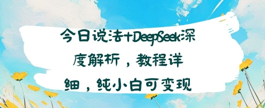 今日说法+DeepSeek深度解析，教程详细，纯小白可变现-网创副业教程