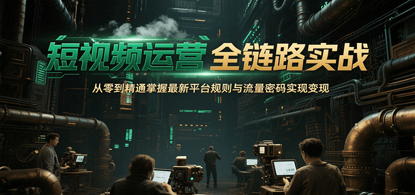 短视频运营全链路实战，从零到精通掌握最新平台规则与流量密码实现变现-网创副业教程