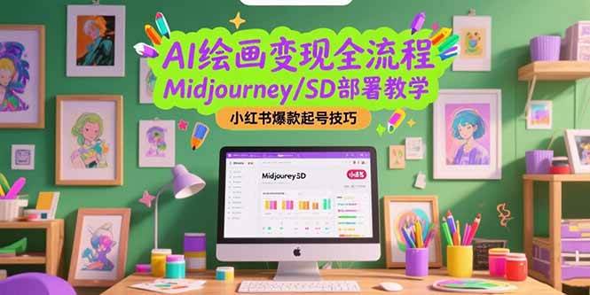 （15324期）AI绘画变现全流程，Midjourney/SD部署教学，小红书爆款起号技巧-网创副业教程