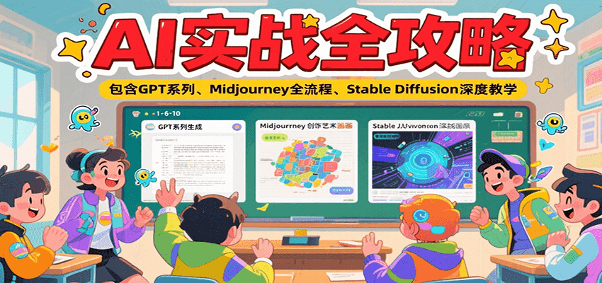 AI实战全攻略，包含GPT系列、Midjourney全流程、Stable Diffusion深度教学-网创副业教程