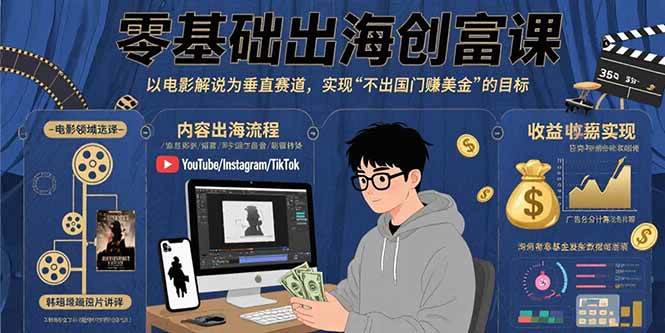 （15709期）零基础出海创富课：以电影解说为垂直赛道，实现不出国门赚美金的目标-网创副业教程