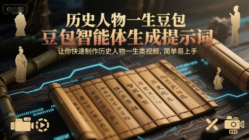 历史人物一生豆包智能体生成提示词，让你快速制作历史人物一生类视频，简单易上手-网创副业教程