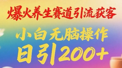爆火养生赛道引流获客，小白无脑操作，日引200+-网创副业教程