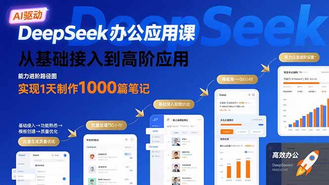 （15754期）DeepSeek办公应用课：从基础接入到高阶应用，实现1天制作1000篇笔记-网创副业教程