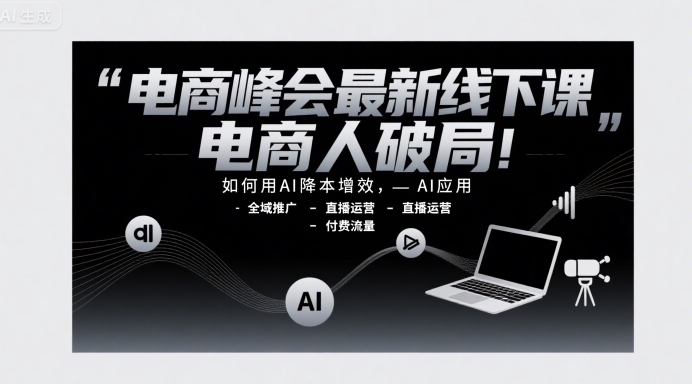 电商峰会最新线下课，电商人破局，如何用AI降本增效，AI应用-全域推广-直播运营-付费流量-网创副业教程