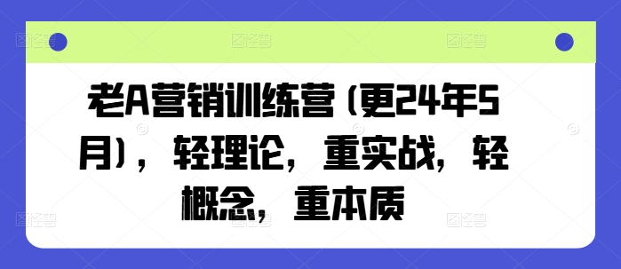 老A营销训练营(更25年6月)，轻理论，重实战，轻概念，重本质-网创副业教程