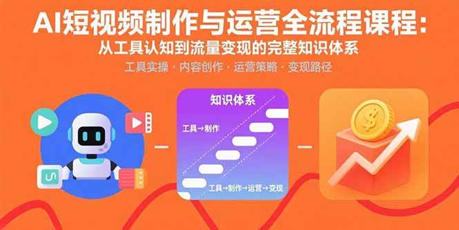 （15863期）AI短视频制作与运营全流程课程：从工具认知到流量变现的完整知识体系-网创副业教程