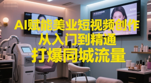 AI赋能美业短视频创作，从入门到精通，打爆同城流量，超级AI工具短视频实操落地-网创副业教程