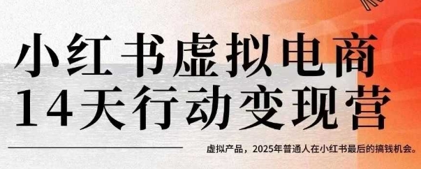 小红书虚拟电商14天变现训练营，虚拟产品，2025年普通人在小红书最后的搞钱机会（更新）-网创副业教程