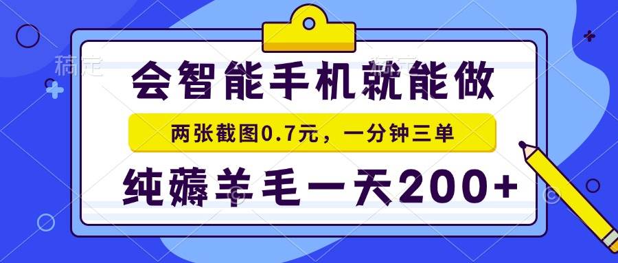 （15209期）2025年零撸手机项目 二十秒一单 纯薅羊毛 一天200+做就有-网创副业教程