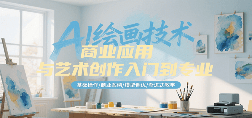AI绘画技术商业应用与艺术创作入门到专业，基础操作/商业案例/模型调优/渐进式教学-网创副业教程