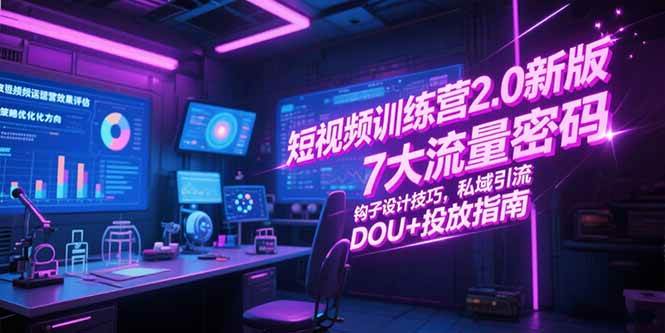 （15255期）短视频训练营2.0新版，7大流量密码/钩子设计技巧/私域引流/DOU+投放指南-网创副业教程