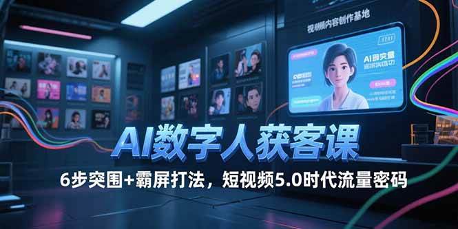 （15247期）AI数字人获客课，6步突围+霸屏打法，短视频5.0时代流量密码-网创副业教程