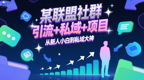 某联盟社群，引流+私域+项目，从新人小白到私域大神-网创副业教程