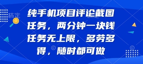 纯手机项目评论截图任务，两分钟一块钱 任务无上限多劳多得，随时随地都能做【揭秘】-网创副业教程