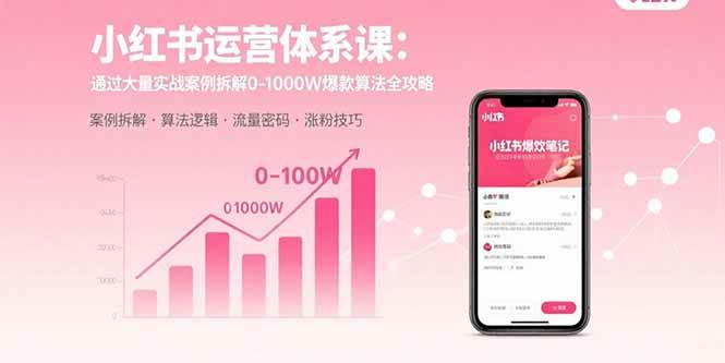 （15792期）小红书运营体系课：通过大量实战案例拆解0-1000W爆款算法全攻略-网创副业教程