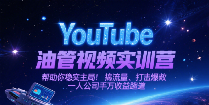 YouTube油管视频实训营，帮助你稳入局、搞流量、打爆款，一人公司千万收益赛道-网创副业教程