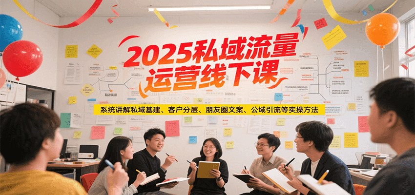 2025私域流量运营线下课，系统讲解私域基建/客户分层/朋友圈文案/公域引流等实操方法-网创副业教程