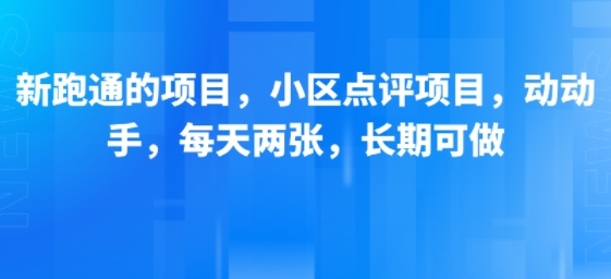 新跑通的项目，小区点评项目，动动手，每天两张，长期可做-网创副业教程