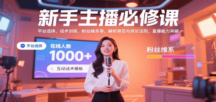 新手主播必修课：平台选择、话术训练、粉丝维系等，解析禁忌与成长法则，突破直播能力-网创副业教程