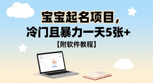 宝宝起名项目，冷门且暴力一天5张+【附软件教程】-网创副业教程