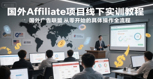 国外Affiliate项目线下实训教程，国外广告联盟从零开始的具体操作全流程-网创副业教程