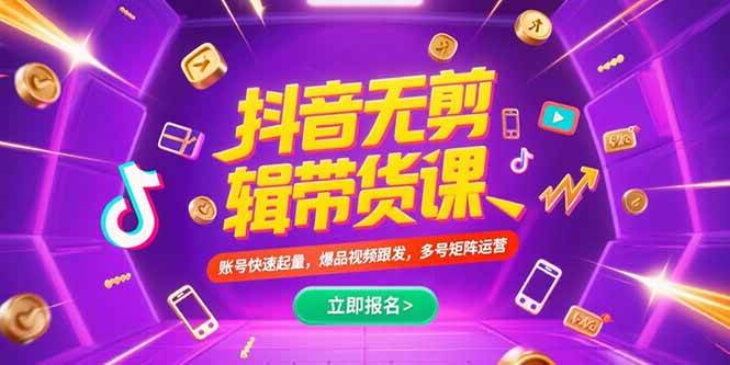 （15365期）抖音不剪辑带货课，账号快速起量，爆品视频跟发，多号矩阵运营-网创副业教程