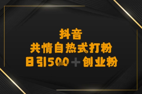 日引500+创业粉，抖音共情自热式打粉-网创副业教程