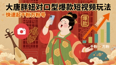 大唐胖妞对口型爆款短视频玩法，快速起千粉万粉号-网创副业教程