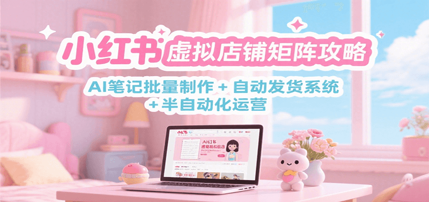 小红书虚拟店铺矩阵攻略：AI笔记批量制作 + 自动发货系统 + 半自动化运营-网创副业教程