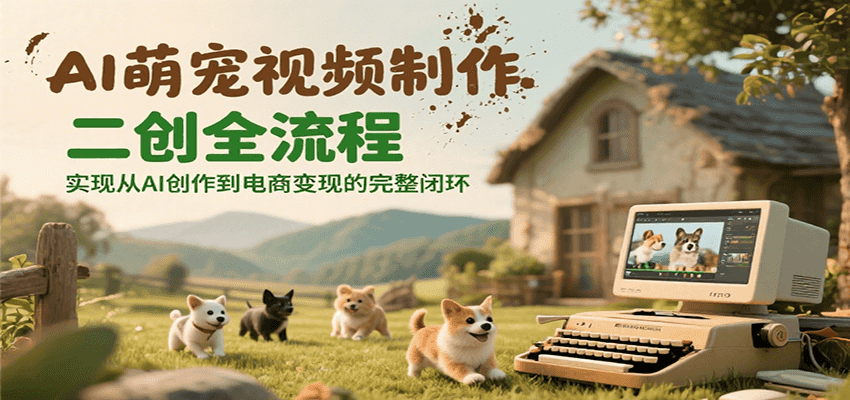 AI萌宠视频制作二创全流程，实现从AI创作到电商变现的完整闭环-网创副业教程