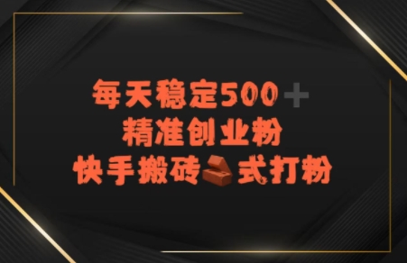 快手搬砖式打粉，每天稳定500+精准创业粉-网创副业教程