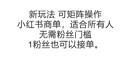 可矩阵操作，小红书商单新玩法，适合所有人，无需粉丝门槛，1粉丝也可以接单-网创副业教程